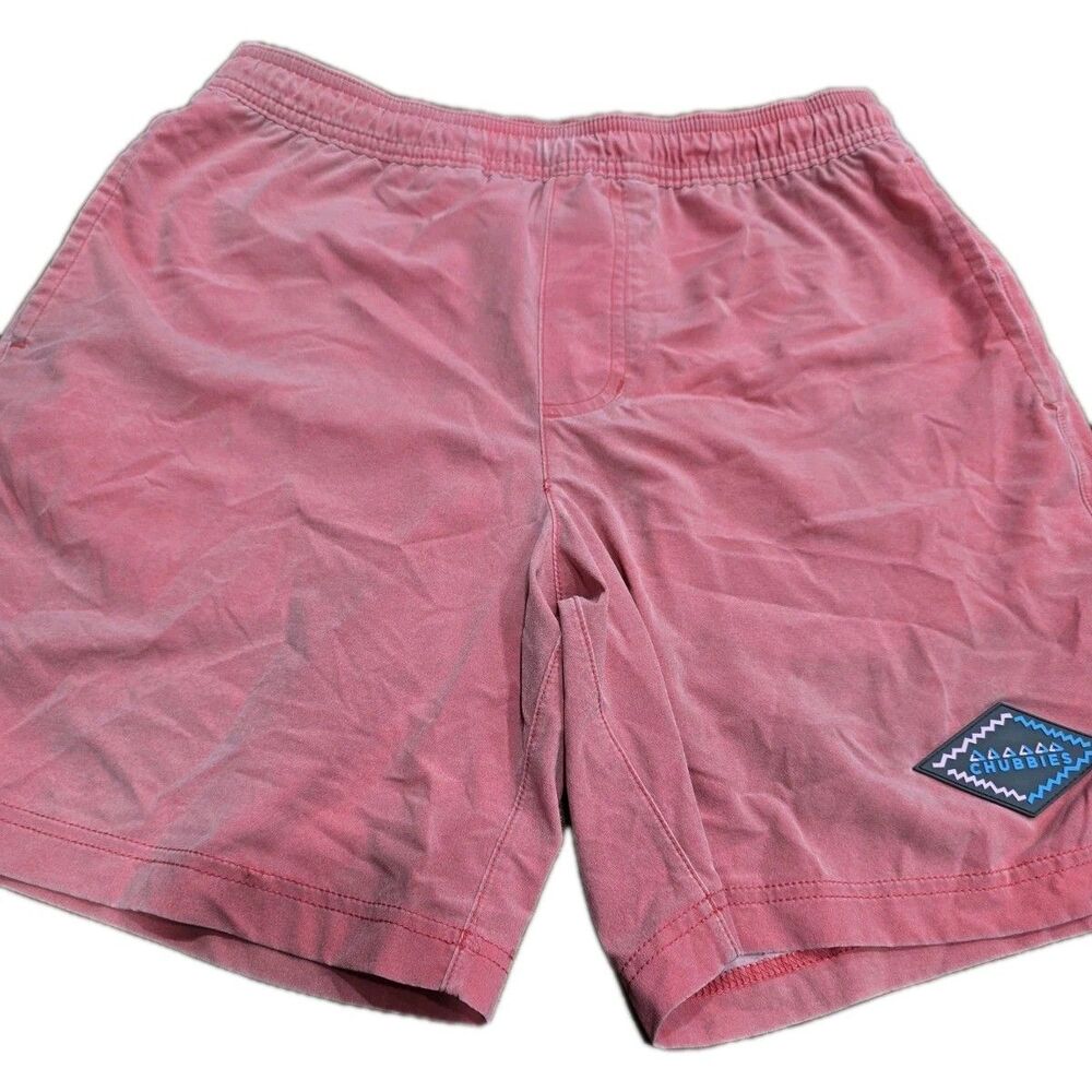 Chubbies Men's Small Pink Swim Trunks 7" Inseam Lined Retro‎ Faded